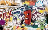 Fotobehang Papier Graffiti | Groen, Geel | 368x254cm