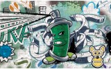 Fotobehang Vlies | Graffiti | Groen, Grijs | 254x184cm
