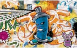 Fotobehang Vlies | Graffiti | Oranje, Blauw | 254x184cm