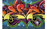 Fotobehang Papier Graffiti, Street art | Blauw | 254x184cm