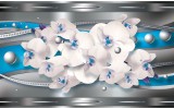 Fotobehang Vlies | Bloemen, Orchidee | Zilver, Blauw | 254x184cm
