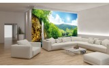 Fotobehang Vlies | Natuur, Waterval | Groen, Blauw | 254x184cm