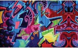 Fotobehang Vlies | Graffiti | Blauw, Rood | 254x184cm