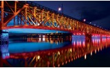 Fotobehang Vlies | Brug | Rood, Blauw | 254x184cm