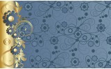 Fotobehang Vlies | Bloemen | Goud, Blauw | 254x184cm