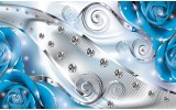 Fotobehang Vlies | Design, Rozen | Zilver, Blauw | 254x184cm