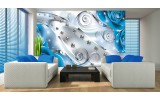 Fotobehang Vlies | Design, Rozen | Zilver, Blauw | 254x184cm