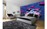 Fotobehang Vlies | 3D | Blauw, Roze | 254x184cm