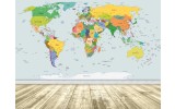 Fotobehang Wereldkaart | Geel, Blauw | 104x70,5cm