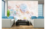 Fotobehang Vlies | Roos, Bloemen | Blauw | 254x184cm