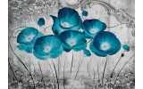 Fotobehang Vlies | Bloemen, Klaproos | Turquoise | 254x184cm