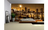 Fotobehang Vlies | Skyline | Geel, Bruin | 254x184cm