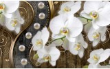 Fotobehang Vlies | Orchidee, Bloemen | Wit, Goud | 254x184cm