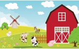 Fotobehang Kinderboerderij | Rood, Groen | 152,5x104cm