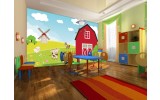 Fotobehang Kinderboerderij | Rood, Groen | 104x70,5cm