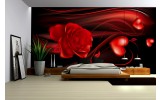 Fotobehang Vlies | Roos, Slaapkamer | Zwart, Rood | 254x184cm