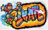 Fotobehang Graffiti | Blauw, Oranje | 312x219cm
