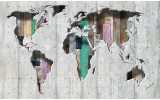 Fotobehang Wereldkaart, Hout | Grijs, Groen | 416x254