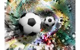 Fotobehang Papier Voetbal | Turquoise, Geel | 368x254cm