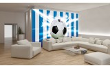 Fotobehang Papier Voetbal | Blauw, Wit | 368x254cm